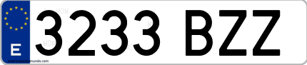 Ejemplo de matrícula de coche ordinaria 3233 BZZ