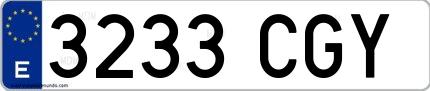 Ejemplo de matrícula española 3233 CGY
