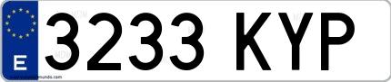 Ejemplo de matrícula española 3233 KYP