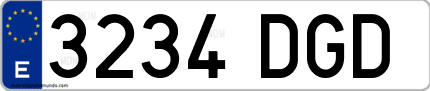 Ejemplo de matrícula de coche ordinaria 3234 DGD
