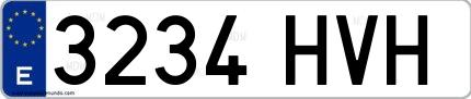 Ejemplo de matrícula española 3234 HVH
