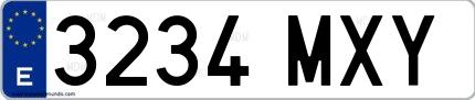 Ejemplo de matrícula española 3234 MXY
