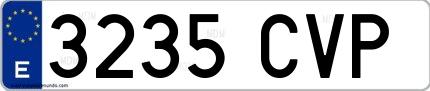 Ejemplo de matrícula española 3235 CVP