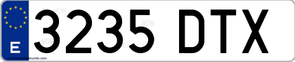 Ejemplo de matrícula de coche ordinaria 3235 DTX