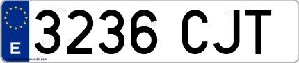 Ejemplo de matrícula española 3236 CJT