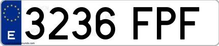 Ejemplo de matrícula española 3236 FPF