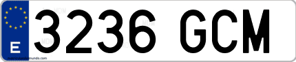 Ejemplo de matrícula de coche ordinaria 3236 GCM