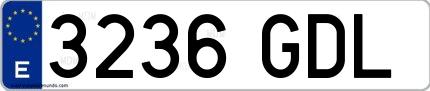 Ejemplo de matrícula española 3236 GDL