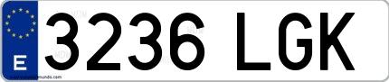 Ejemplo de matrícula española 3236 LGK