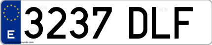 Ejemplo de matrícula de coche ordinaria 3237 DLF