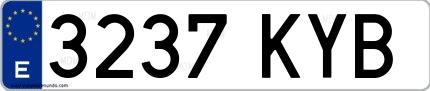 Ejemplo de matrícula española 3237 KYB