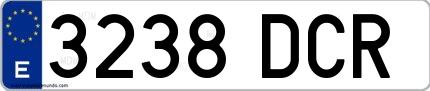 Ejemplo de matrícula española 3238 DCR