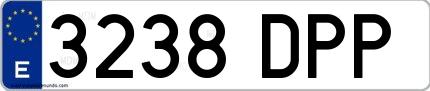 Ejemplo de matrícula española 3238 DPP