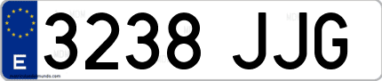 Ejemplo de matrícula de coche ordinaria 3238 JJG