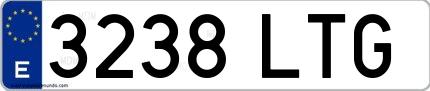 Ejemplo de matrícula española 3238 LTG