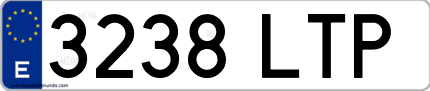 Ejemplo de matrícula de coche ordinaria 3238 LTP