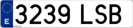 Ejemplo de matrícula española 3239 LSB