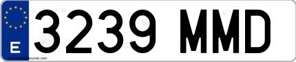 Ejemplo de matrícula española 3239 MMD