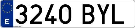 Ejemplo de matrícula española 3240 BYL