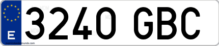 Ejemplo de matrícula de coche ordinaria 3240 GBC