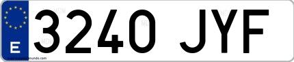 Ejemplo de matrícula española 3240 JYF