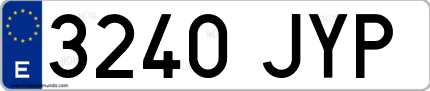 Ejemplo de matrícula de coche ordinaria 3240 JYP
