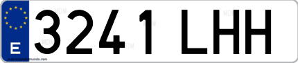 Ejemplo de matrícula de coche ordinaria 3241 LHH