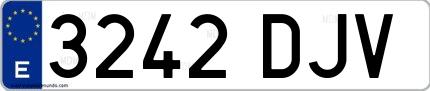 Ejemplo de matrícula española 3242 DJV