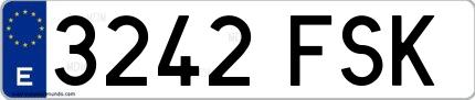 Ejemplo de matrícula española 3242 FSK