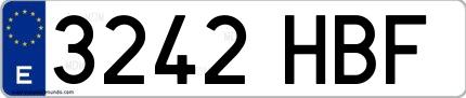 Ejemplo de matrícula española 3242 HBF