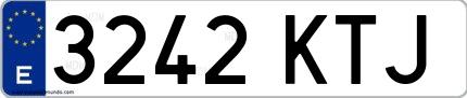 Ejemplo de matrícula española 3242 KTJ