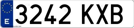 Ejemplo de matrícula española 3242 KXB