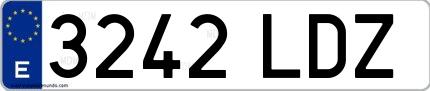 Ejemplo de matrícula española 3242 LDZ