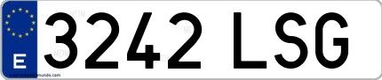 Ejemplo de matrícula española 3242 LSG