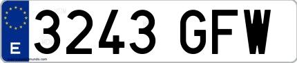 Ejemplo de matrícula española 3243 GFW