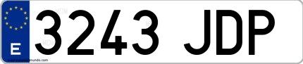 Ejemplo de matrícula española 3243 JDP