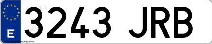 Ejemplo de matrícula española 3243 JRB