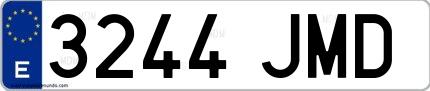 Ejemplo de matrícula española 3244 JMD