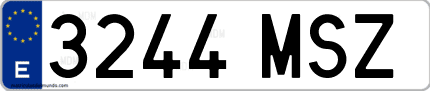 Ejemplo de matrícula de coche ordinaria 3244 MSZ