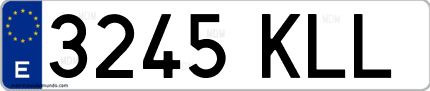 Ejemplo de matrícula de coche ordinaria 3245 KLL