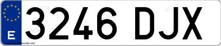 Ejemplo de matrícula española 3246 DJX