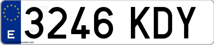 Ejemplo de matrícula de coche ordinaria 3246 KDY