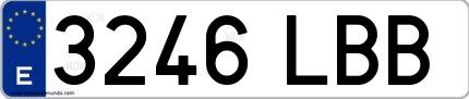 Ejemplo de matrícula española 3246 LBB