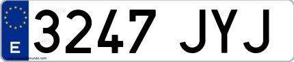 Ejemplo de matrícula española 3247 JYJ