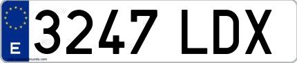 Ejemplo de matrícula española 3247 LDX