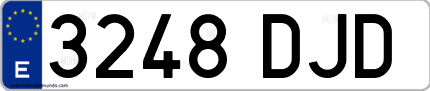 Ejemplo de matrícula de coche ordinaria 3248 DJD