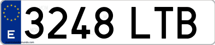 Ejemplo de matrícula de coche ordinaria 3248 LTB