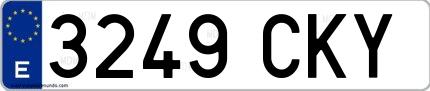 Ejemplo de matrícula española 3249 CKY