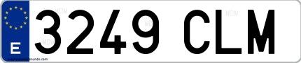 Ejemplo de matrícula española 3249 CLM