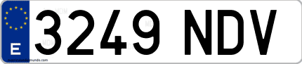 Ejemplo de matrícula de coche ordinaria 3249 NDV